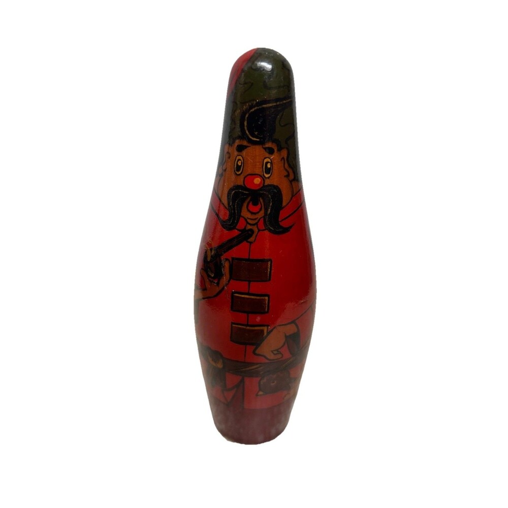 Vintage Hand-Painted Wooden Soldier Skittle Pin – 7”